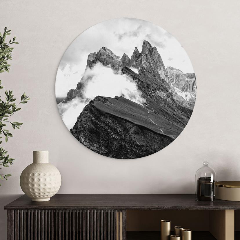 Wandbild Blick auf die Alpen - Berglandschaft der Dolomiten - Alu-Dibond