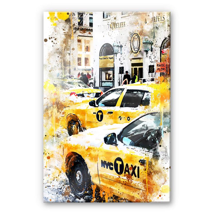 Akrylbillede Hugonnard - Akvarel: New York Cabs
