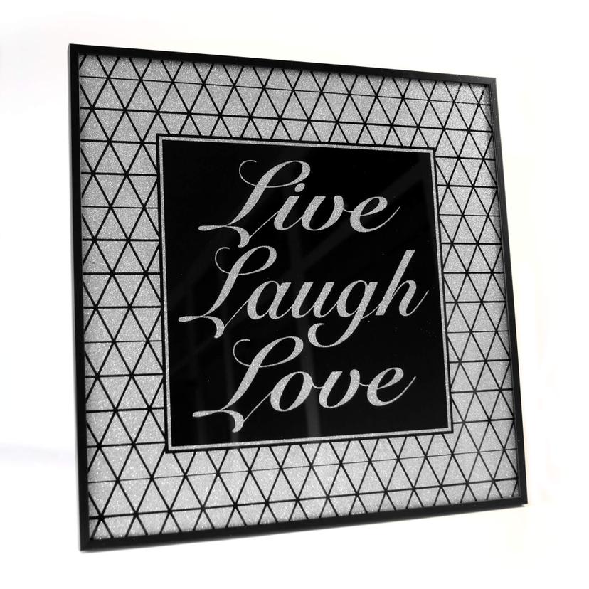 Wanddecoratie Live - Laugh - Love zilver glitter