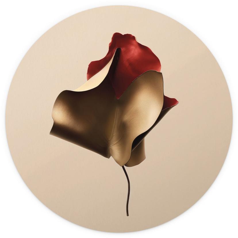 Elegante papel pintado de hojas en oro y rojo - Alma - Redondo - Autoadhesivo/no tejido