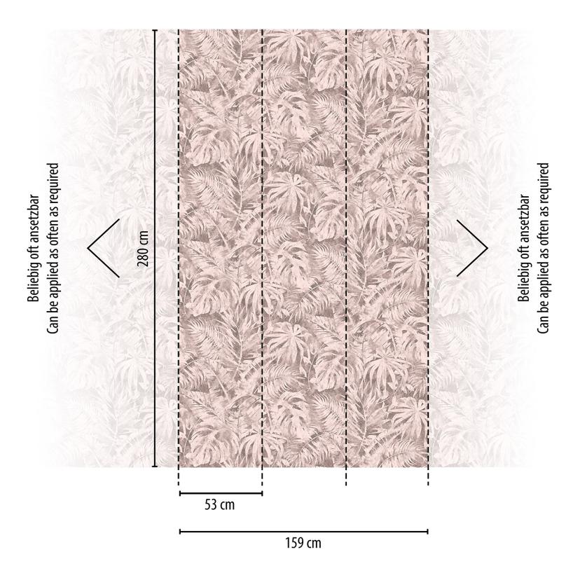 COSMOPOLITAN foglie di palma rosa natura - Carta da parati in tessuto non tessuto design giungla