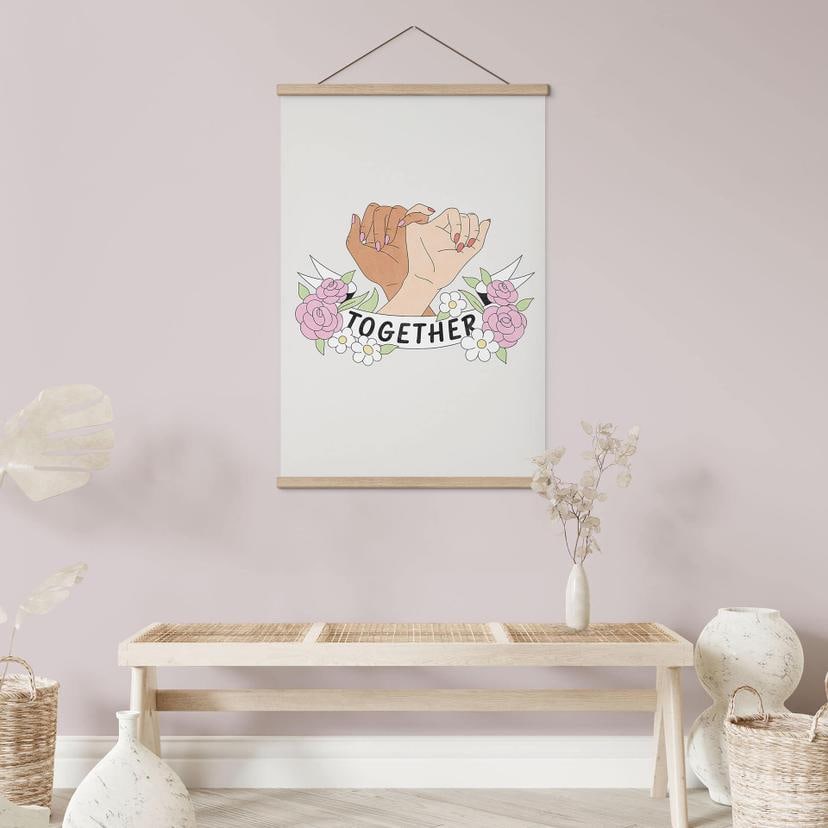 Póster de tela Together Sisterhood Floral Hands
