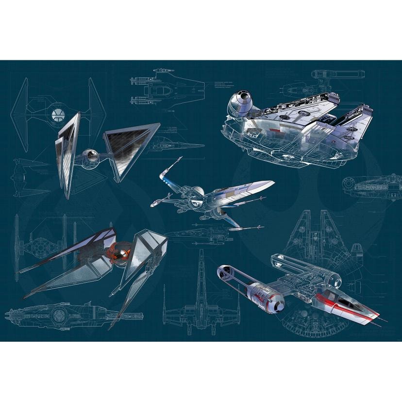 Vlies Fototapete - Star Wars Blueprint Dark - 400 x 280 cm