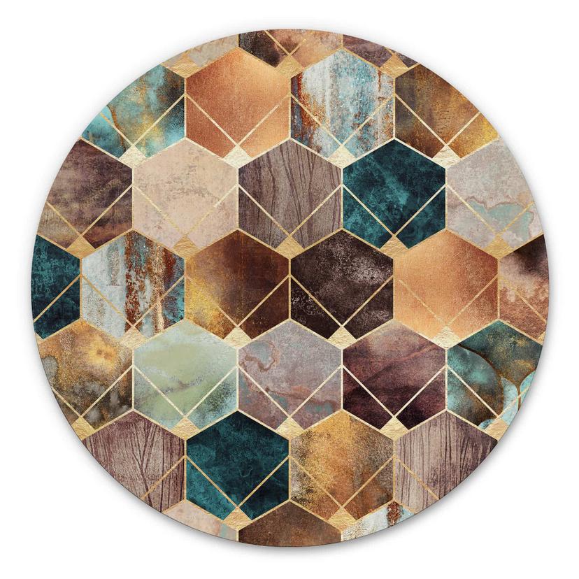 Tableau sur alu-Dibond Fredriksson - Or et cuivre - Rond