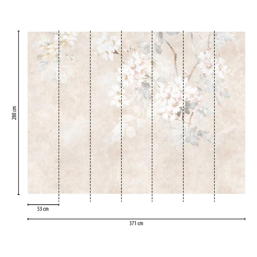 Carta da parati floreale beige acquerellata - carta da parati in tessuto non tessuto con fiori delic