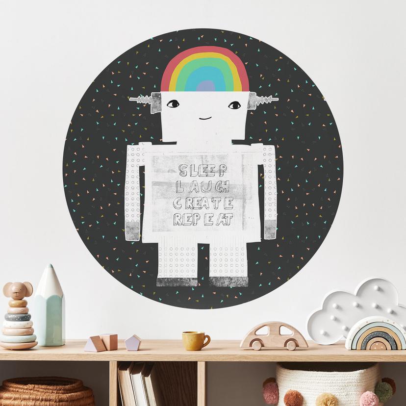 Wallsticker regnbuerobot til børneværelset Sleep Laugh Create - Treechild - Round