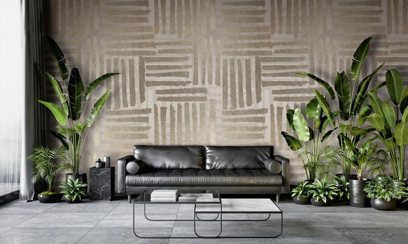 Fotomurale con motivo Grafico a righe in beige e grigio 2,7 x 1,59 m