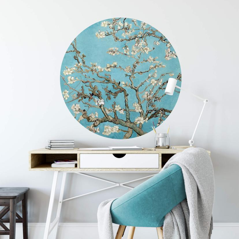 Sticker mural van Gogh - Amandier en fleurs - Rond