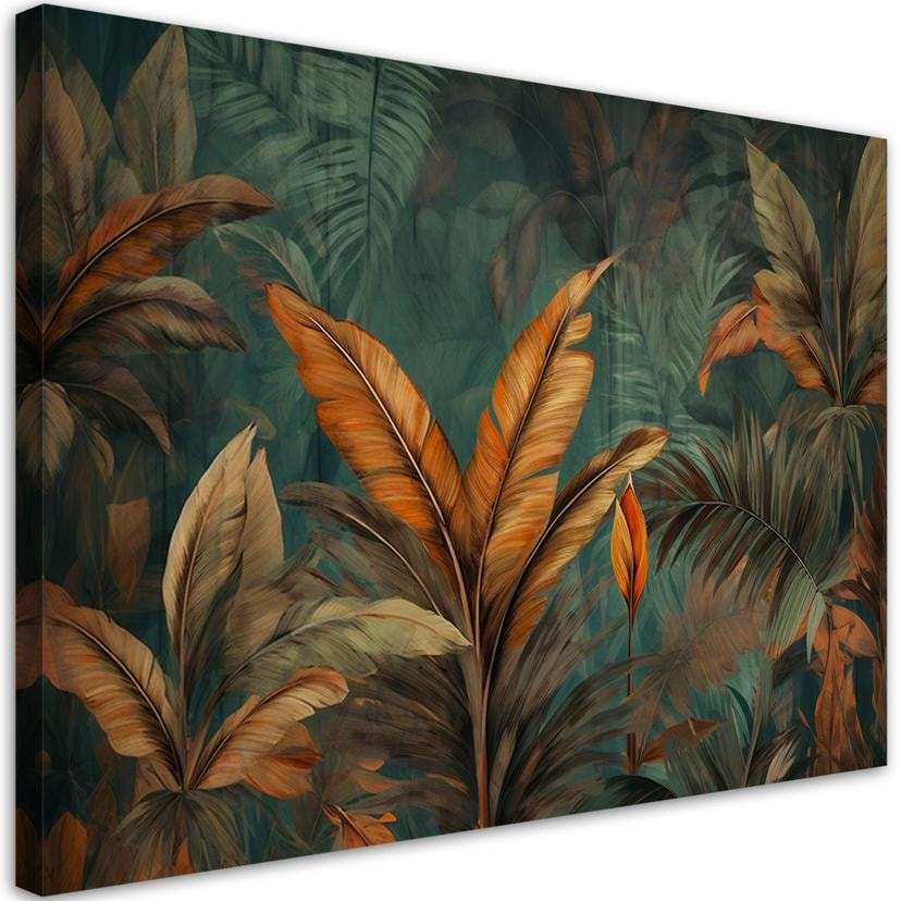 Canvasbillede, Tropiske blade og blomster
