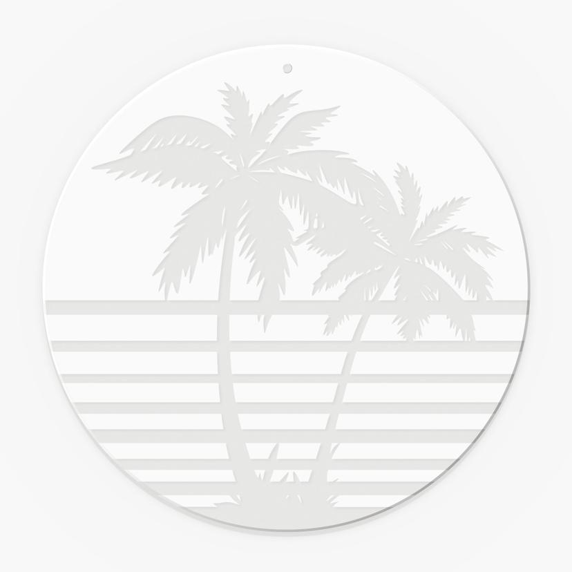 Stampa su acrilico, immagine per finestra da appendere Palme tropicali con strisce - Rotonda