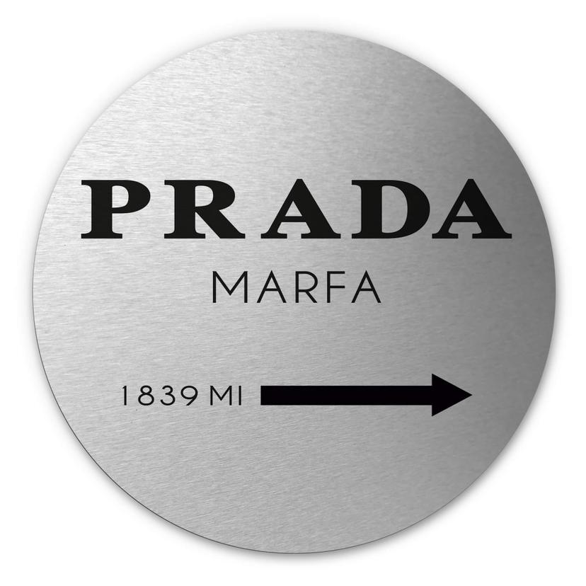 Wandcirkel Alu-Dibond Prada Marfa - zilver effect
