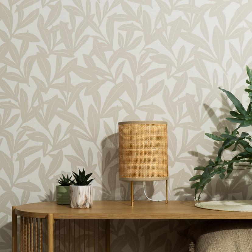 Ikke-vævet tapet, blomstermotiv tapet La Terrasse taupe, creme