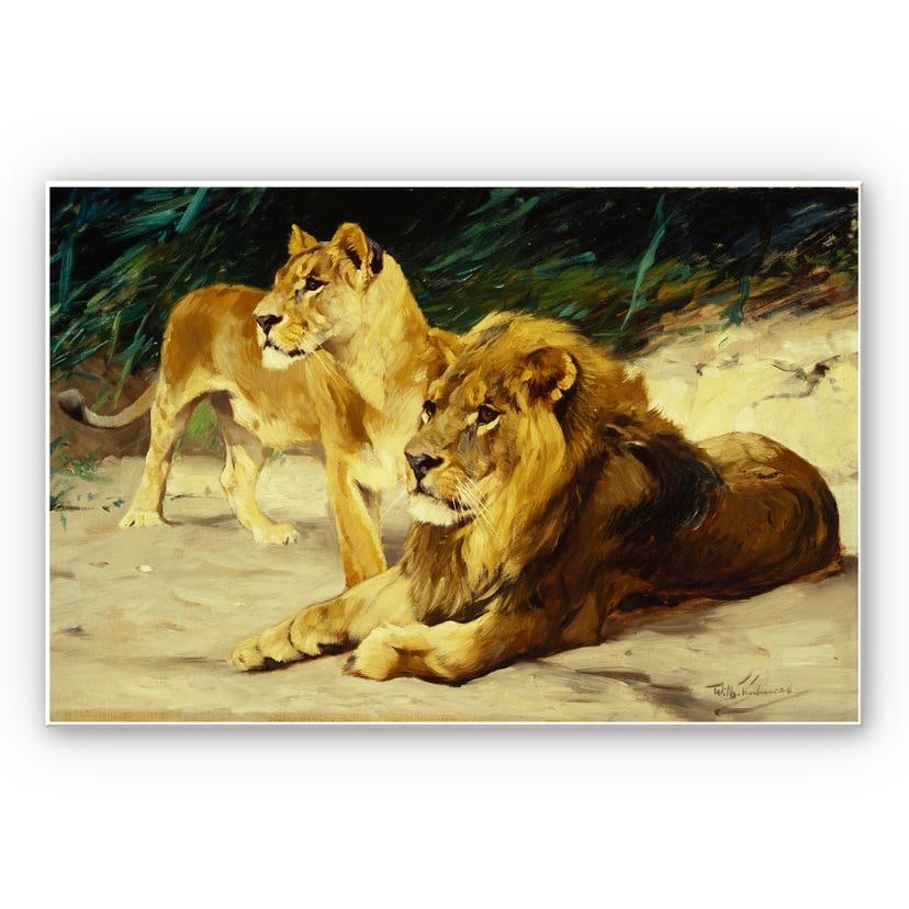 Tableau Forex - Kuhnert - Couple de lions