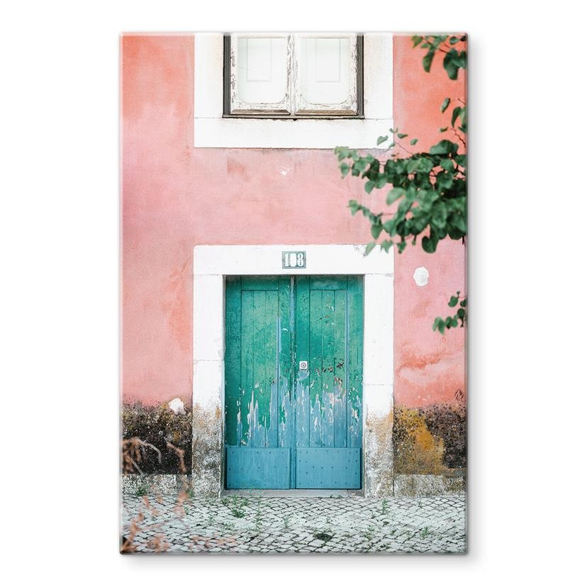 Glasbillede - Middelhavshusets facade i Lissabon | Sommer i byen - Zwart