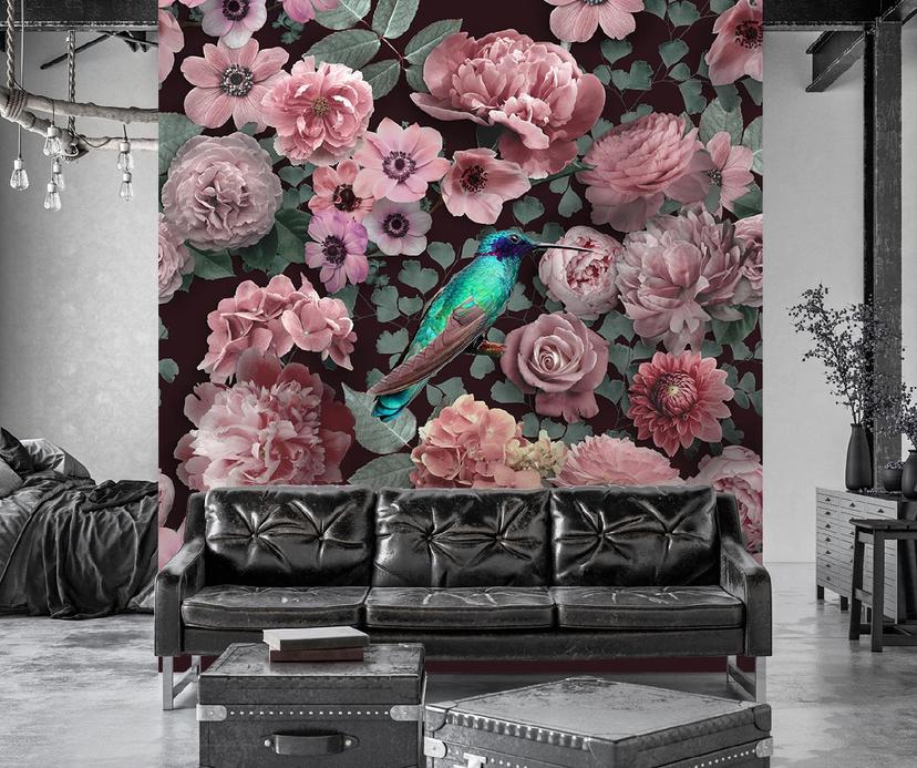 Fototapete, Blumen Rosen rosa Vogel Natur - Andrea Haase