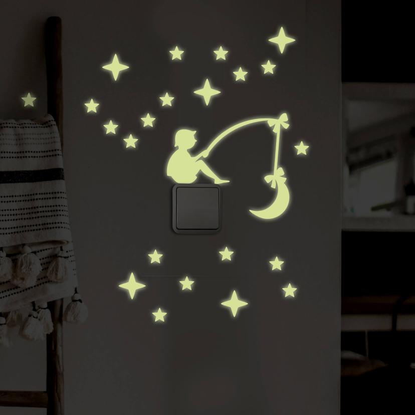 Selvlysende Wallsticker Himmelfisker - passer til stikkontakten