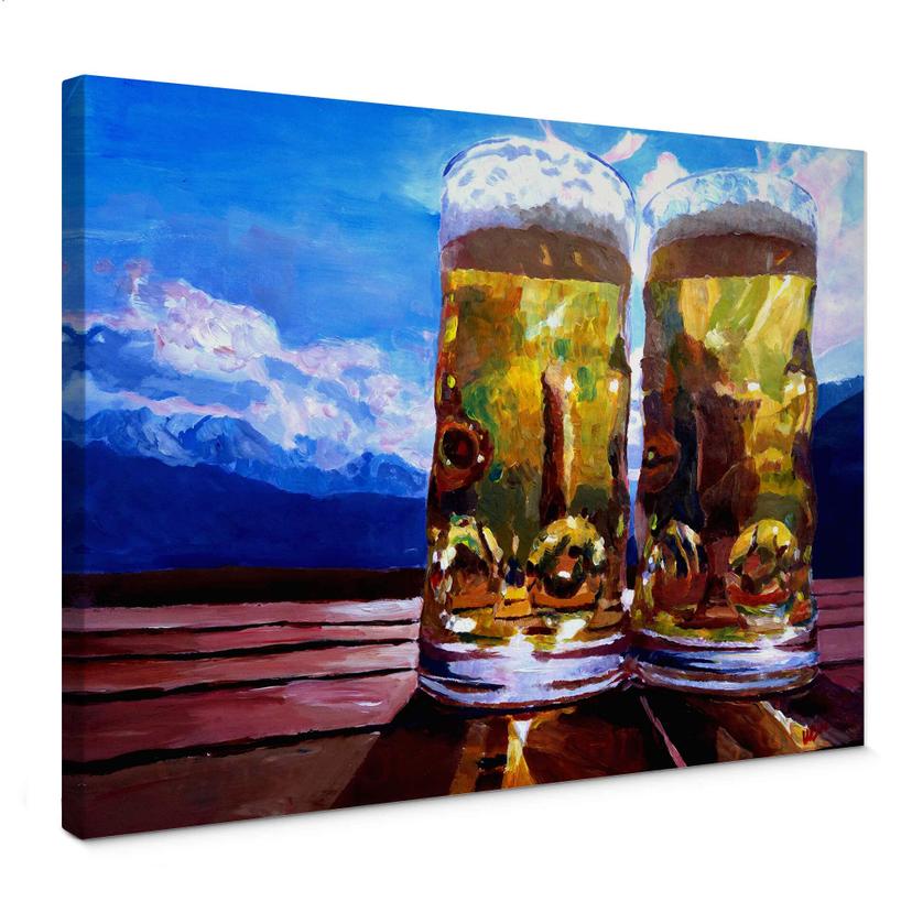 Lienzo Bleichner - Dos cervezas en la montaña