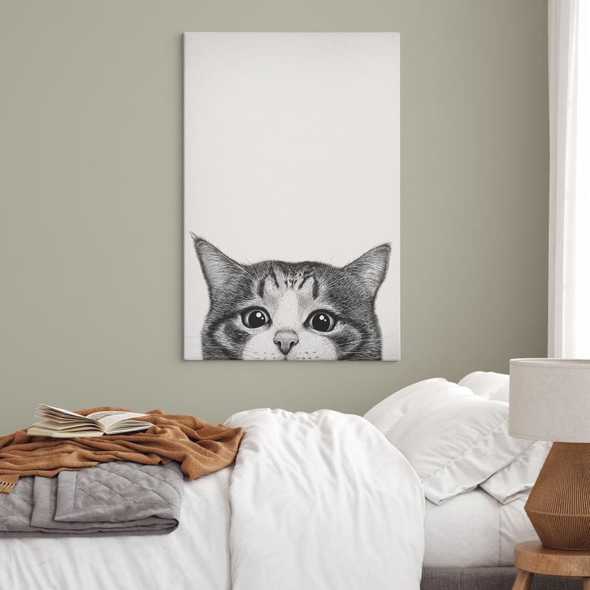 Canvas schilderij Nieuwsgierige kat - Korenkova
