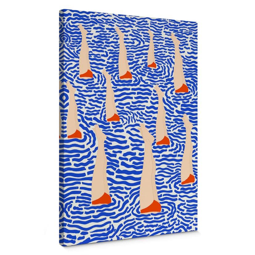 Lærredsprint - Svømmer i poolen - Illustration - Jota de jai