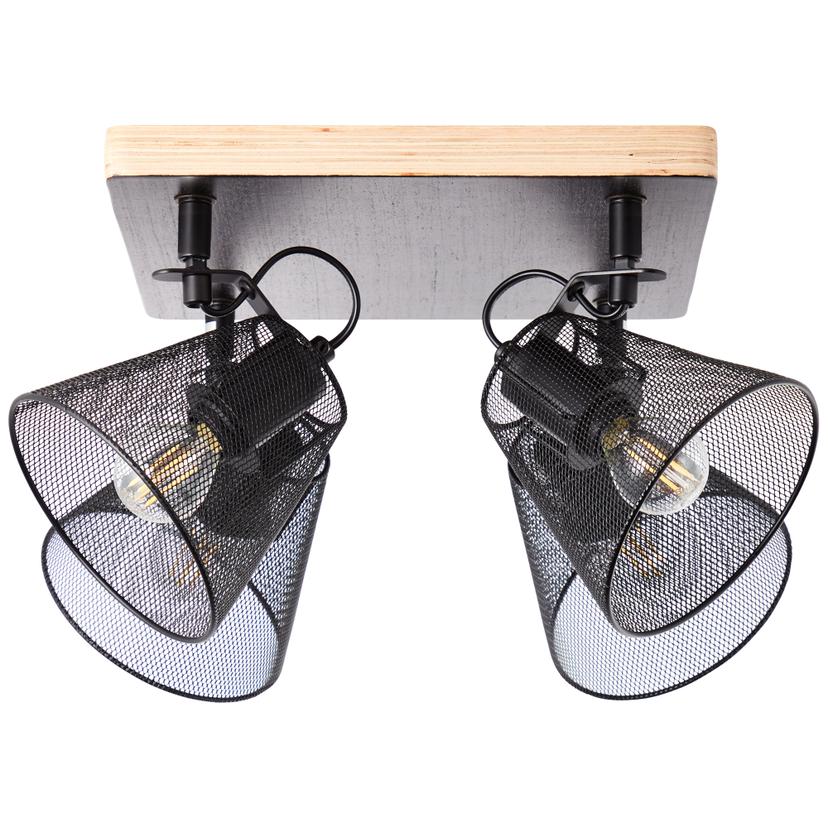 Spotbalken Tom, braun, 38 x 38 cm, Holz Deckenspots, dimmbar