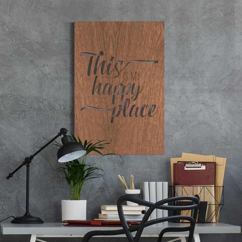 Décoration en placage bois acajou - Tableau -  This is my happy place