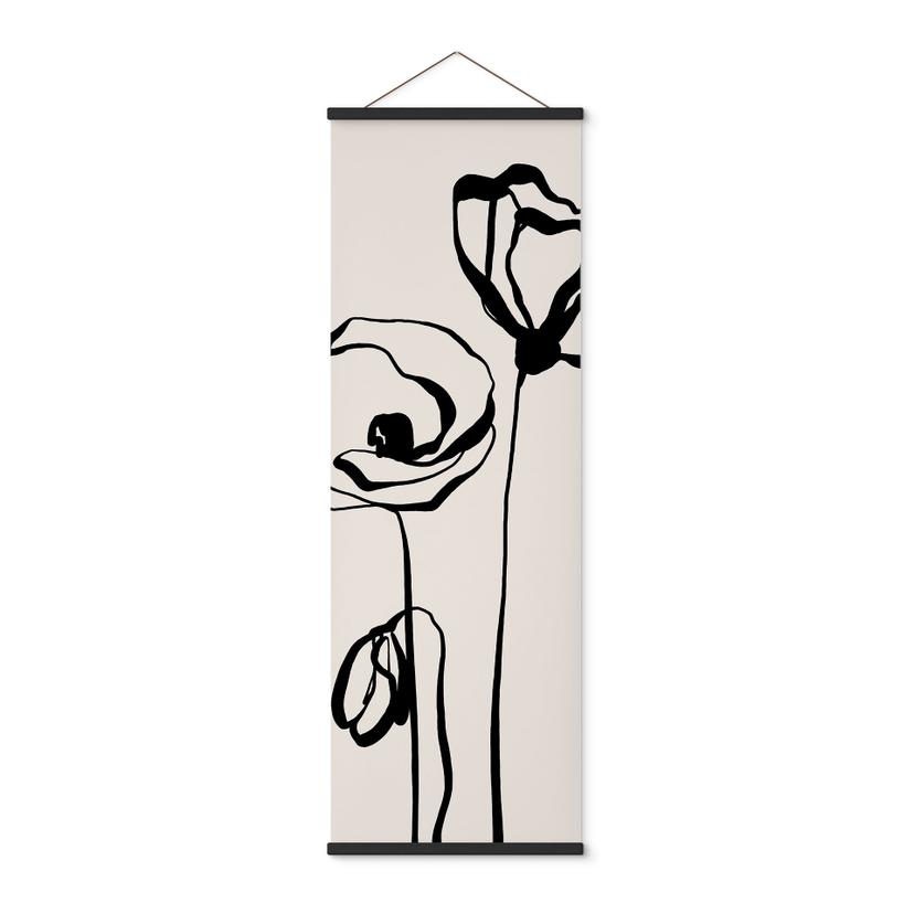Tekstil plakat Line Art Two Poppies - Cats & Dotz - Panorama