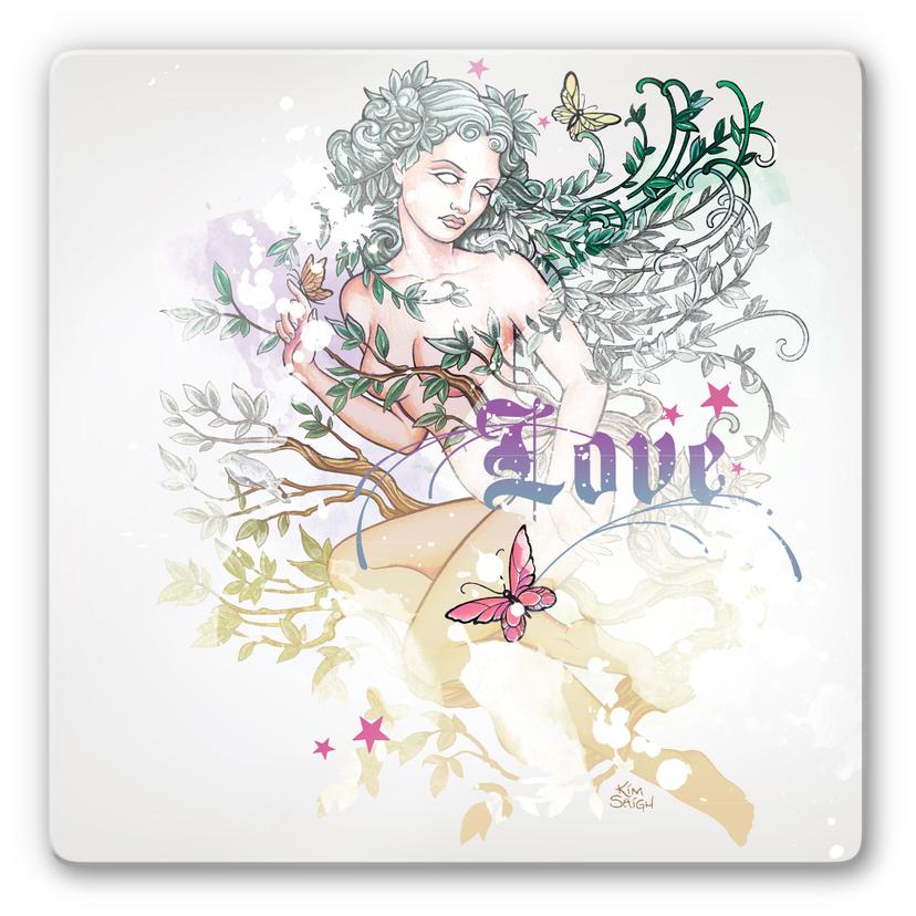 Tableau en verre - LA Ink - Elfe des bois et love