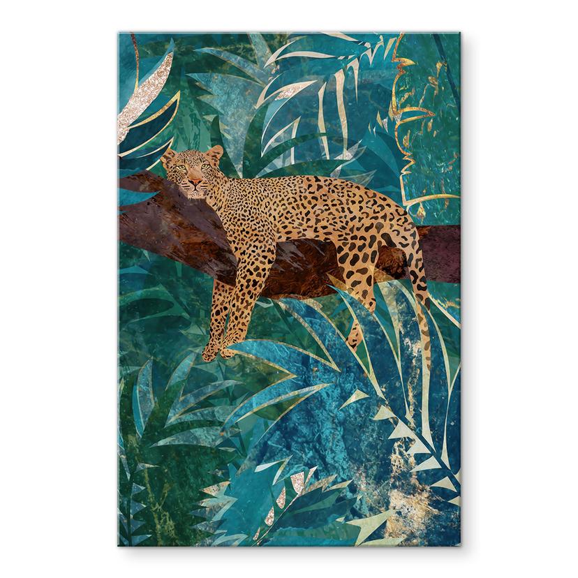 Akrylbillede Leopard i smaragdgrøn jungle - Manovski
