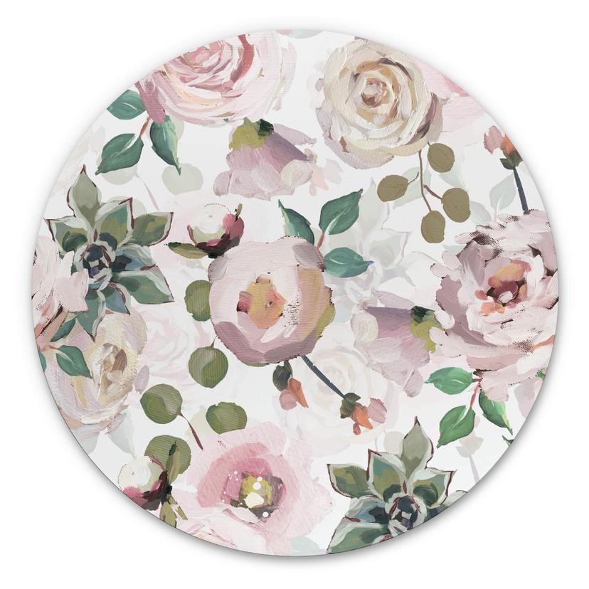 Alu-Dibond UN Designs - Blomster i kunstnerisk stil - Rund