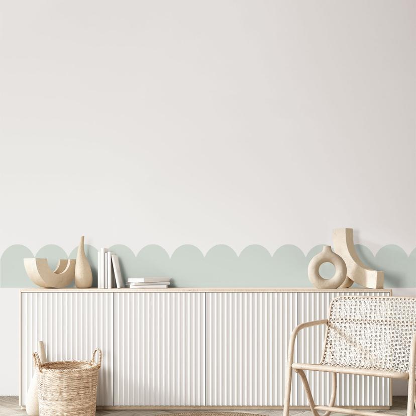 Sticker mural frise ondulée menthe pastel