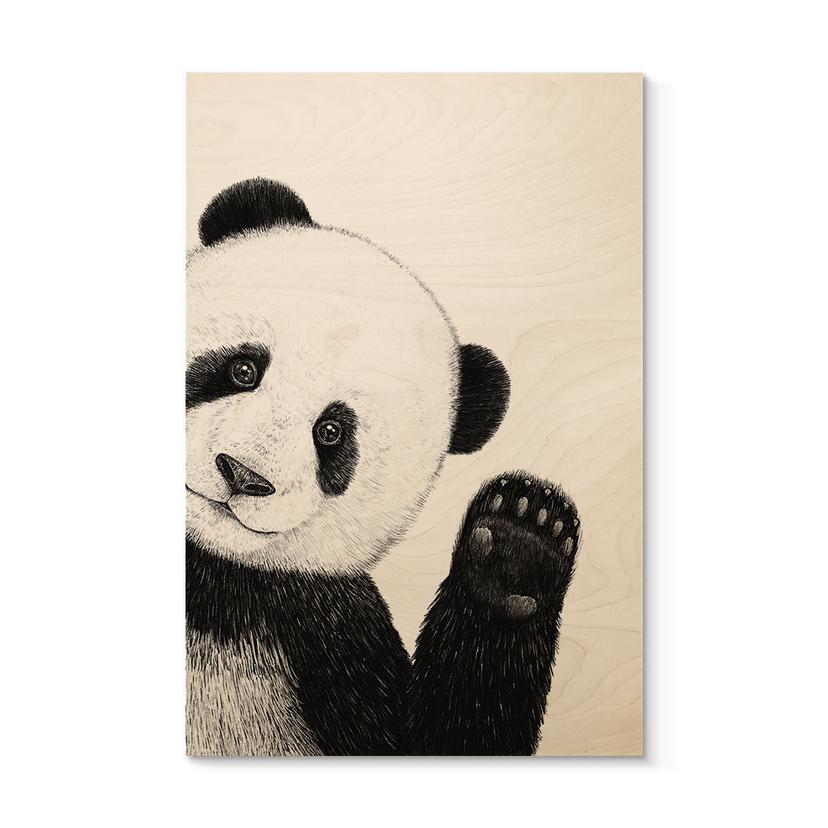 Træbillede Vinkende panda - Korenkova