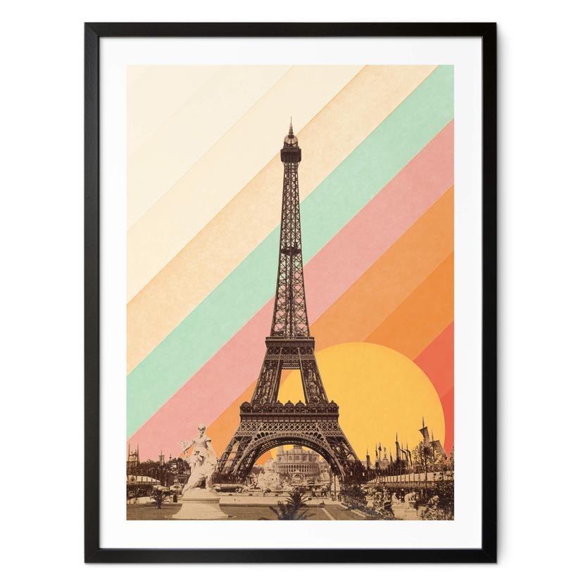 Póster Bodart - Torre Eiffel retro con arco iris
