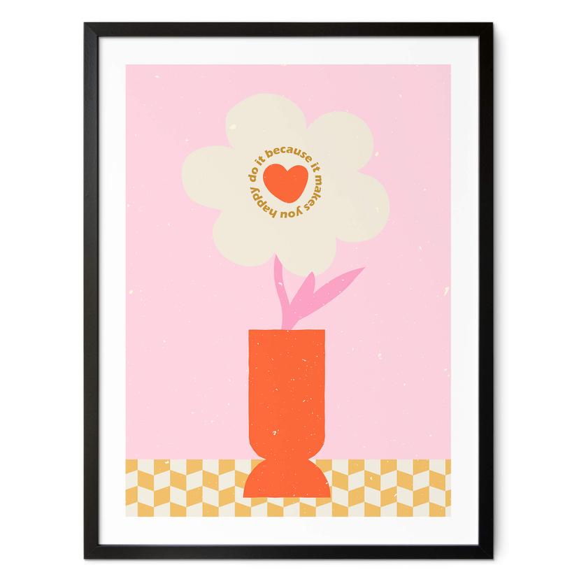 Póster NKTN - Flor retro: Hazlo porque te hace feliz