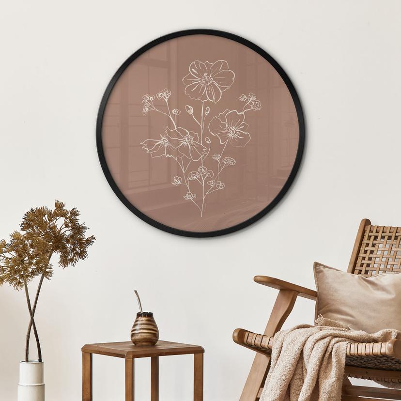 Poster Bouquet di rose selvatiche Mousse di moka - Illustrazione di anice - Rotondo