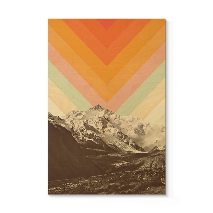 Træplakat Bodart - Retro Mountain Landscape