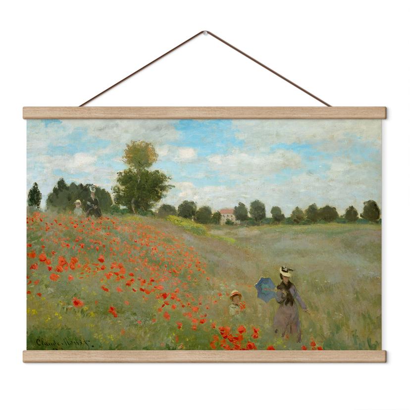 Textielposter - Veld met Klaprozen bij Argenteuil - Monet