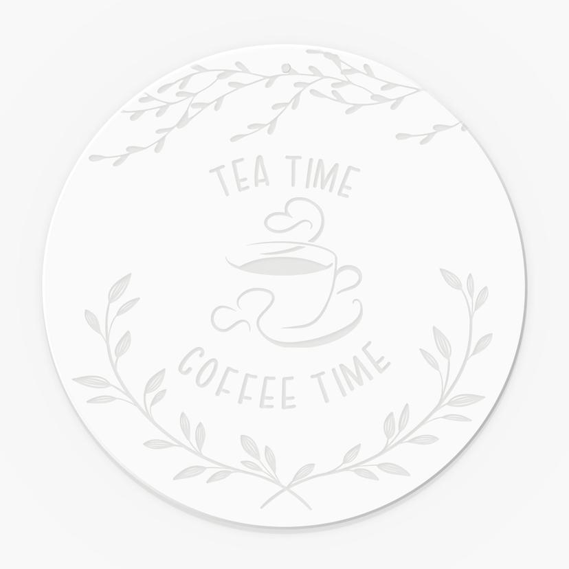 Stampa su acrilico, immagine per finestra da appendere Time out con caffè e tè - Rotonda
