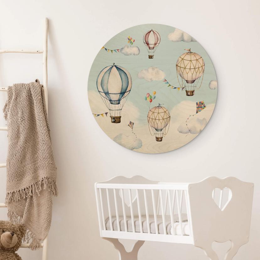 Holzbild Oliver Robins - Ballon Bonanza - Rund