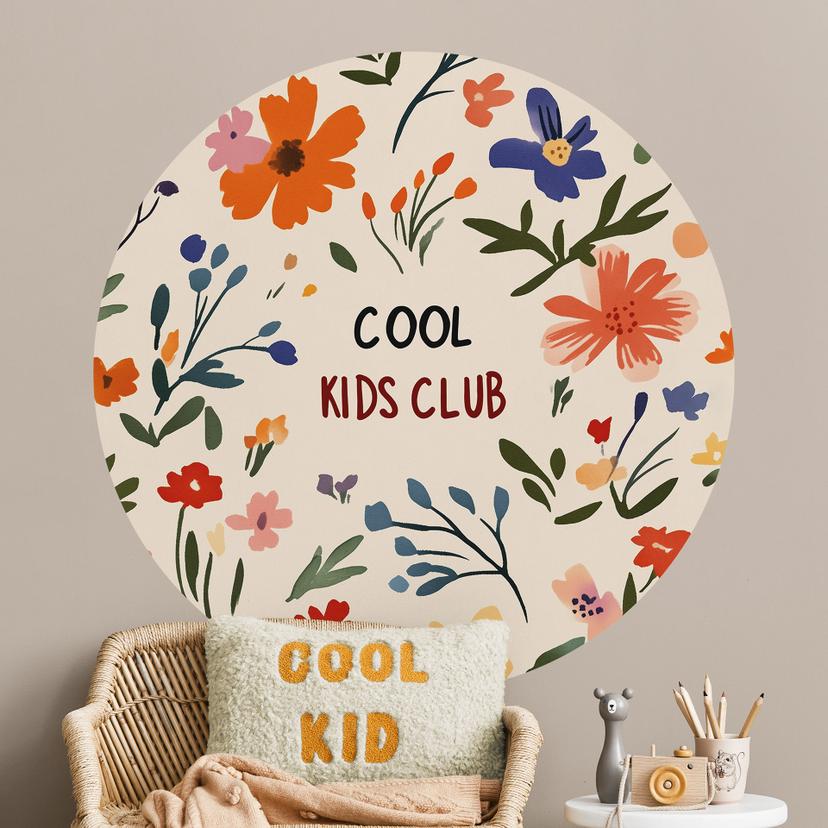 Wallsticker Cool Kids Club Farverige blomster - Treechild - Rund