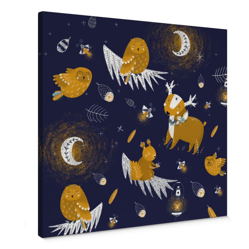 Lienzo Animales del bosque de noche - UN Designs