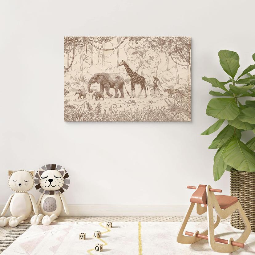 Stampa su legno Parata nella giungla con animali - Kikki Belle