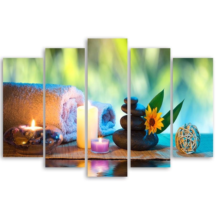 Stampa su tela 5 pezzi, Benessere Zen Spa