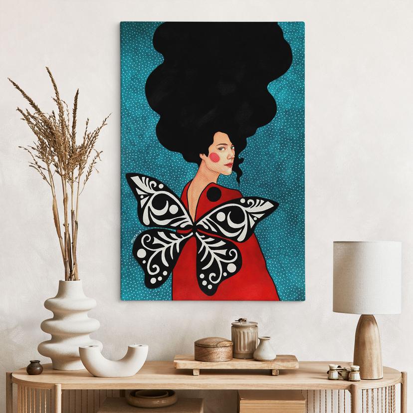 Canvas schilderij Vrouw met vlindervleugels - Hülya