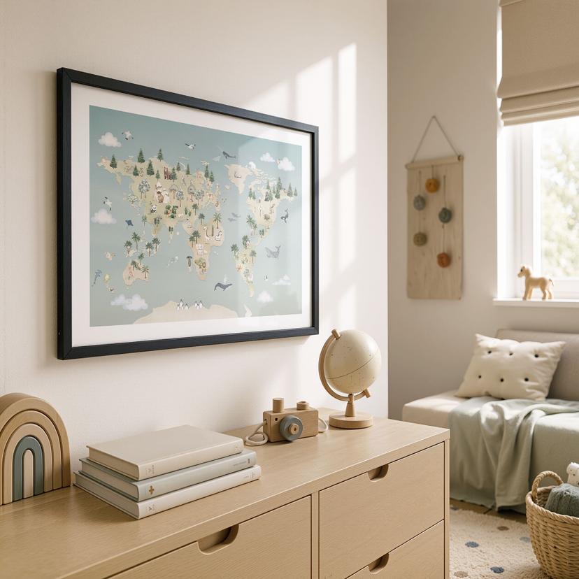 Poster Mappamondo - Il Mondo degli Animali - Oliver Robins