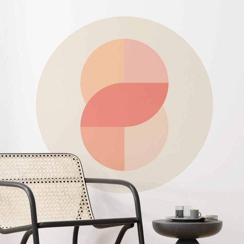 Wall Sticker Geometriske former i orange-lyserød - 1X Studio