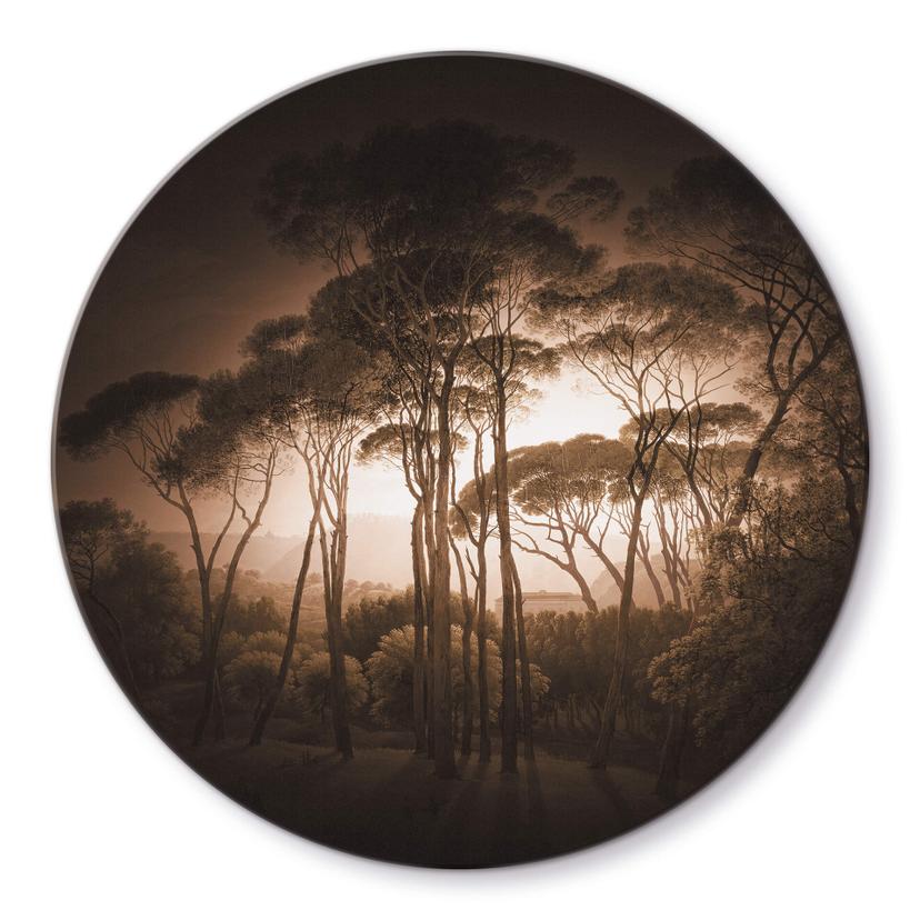 Glasschilderij Parasoldennen in Italiaans Landschap - Sepia