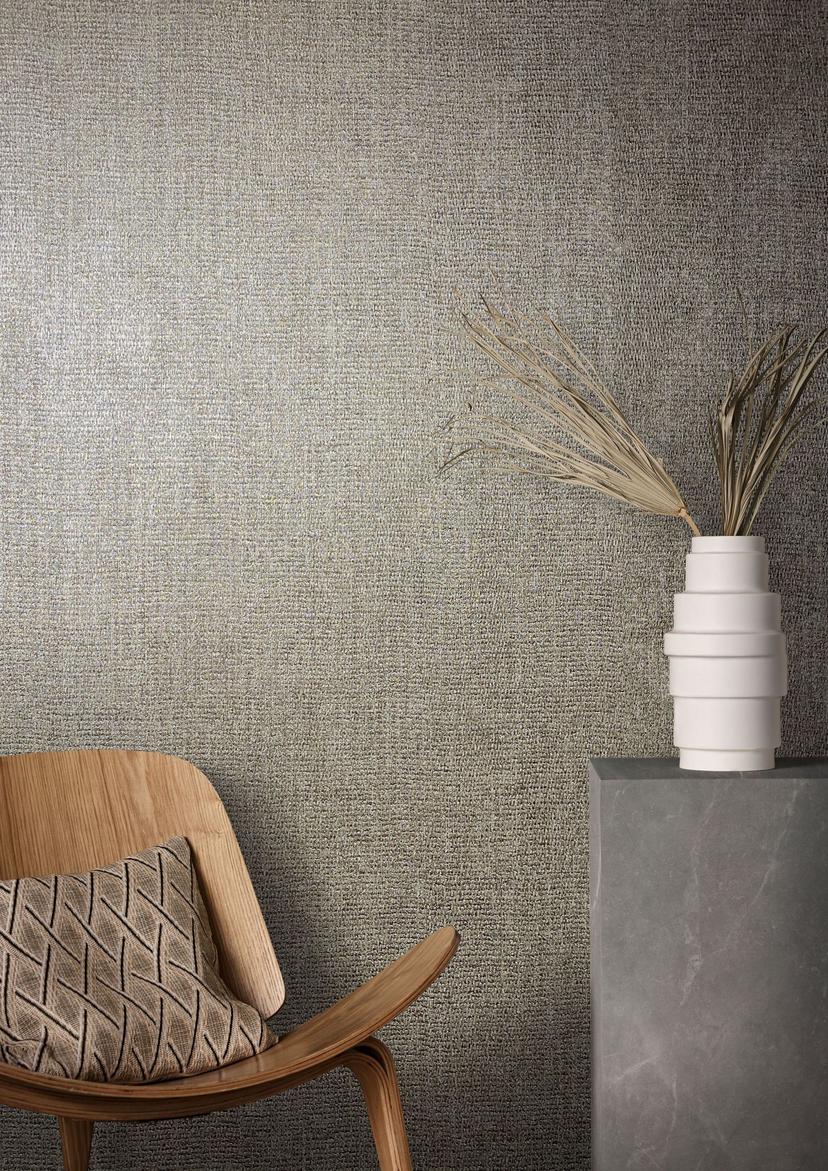 Ikke-vævet tapet med et stærkt tekstillook beige, brun struktur