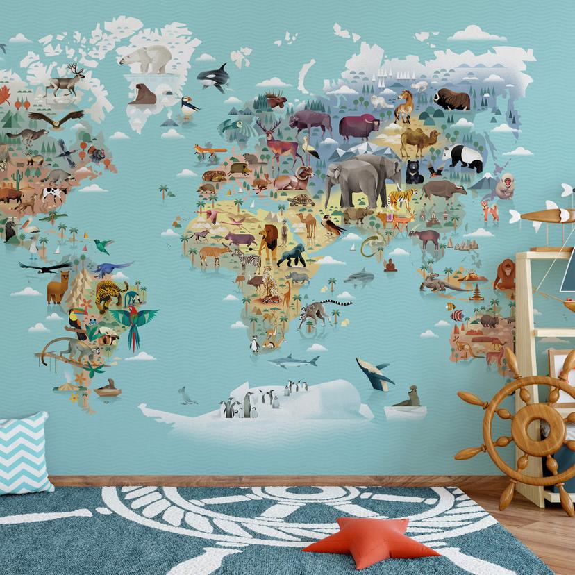 Fotomural marrón - Mapa del mundo