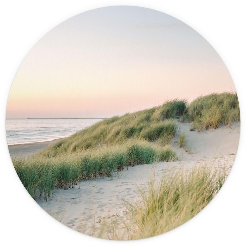 Fototapet på stranden - Dyner på den nederländska kusten - Zwart - Rund - non-woven tapet/självhäfta