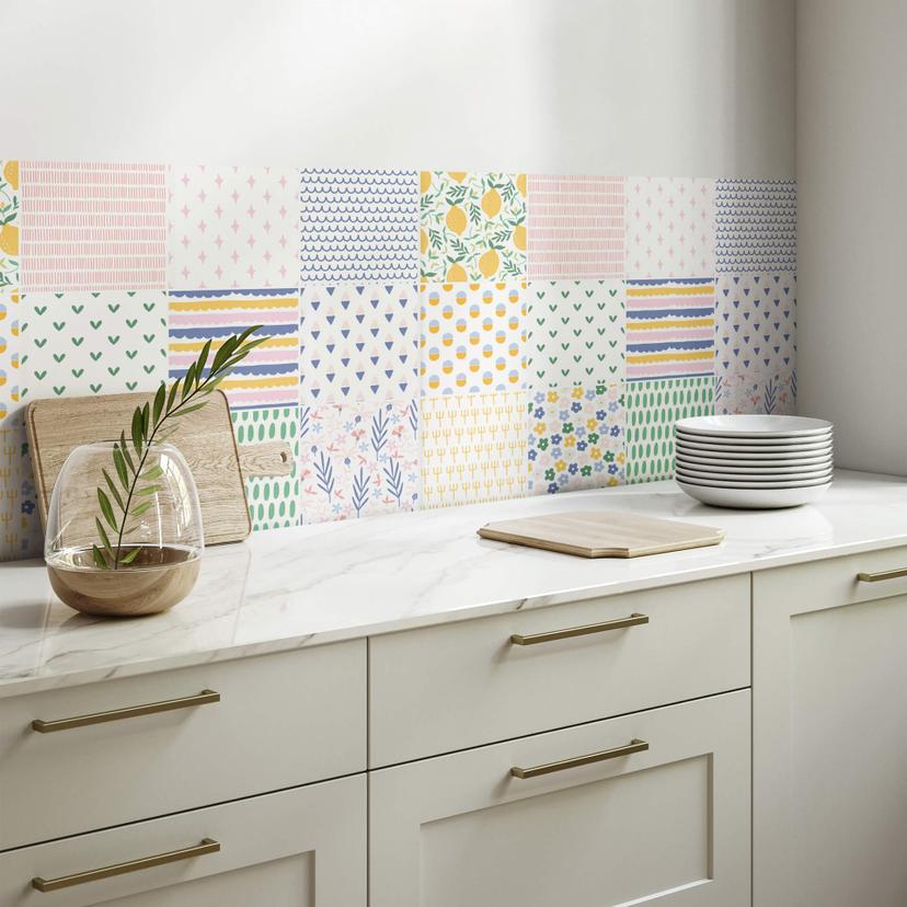 Adesivi piastrelle Colori estivi - Set di 12 pz.